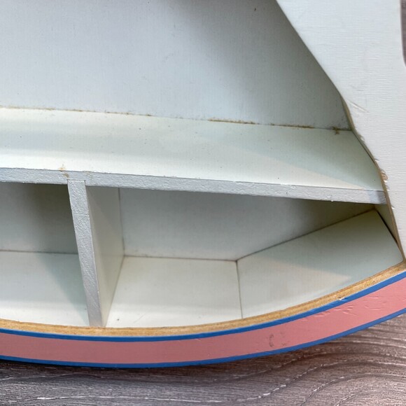 Rocking Horse Wall Hanging Nursery Shelf White Pink Blue by JSNY RARE Vintage - Picture 5 of 10